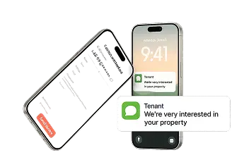 Mobile notifications showing tenant interest in property